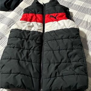 Puma Kids Colorblock Puffer Vest - Black, Red, White